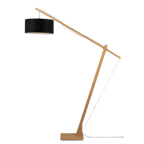 Good&Mojo Vloerlamp Montblanc bamboe h.207/kap 47x23cm eco linnen, zwart